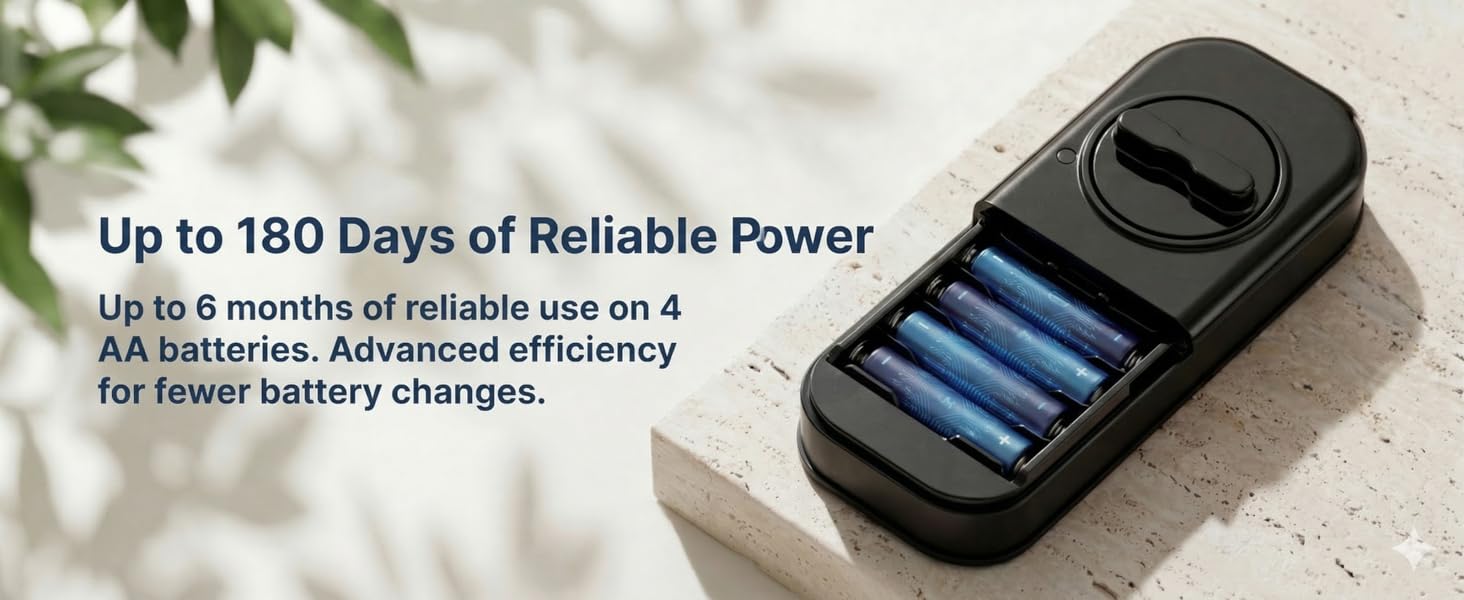 Long lasting battery power up to 180 days with low battery notifications