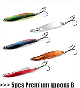 EXAURAFELIS 5pcs Fishing Lures Fishing Spoon Lure Fishing Bait Trout Lures Bass Lures Spoons Lure...