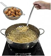 Saltlas 4.4Qt/4.2L Deep Fryer Pot with Basket and Strainer Spoon, 304 Stainless Steel Fish Frying...
