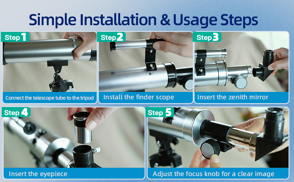 Telescope for Kids 50mm 100x Magnification Beginner Telescopio with Tripod