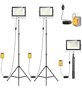 LIVOWALNY 20000LM LED Work Lights with Stand for Dewalt 20V Battery, 2PCS 200W Portable Tower Lig...