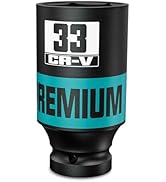 1/2" Drive Impact Socket, 33mm Deep Socket, Metric, 6 Point, CR-V, Perfect for Home, Mechanic and...
