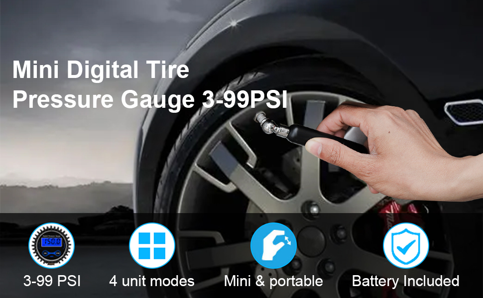 Digital Tire Pressure Gauge with Replaceable Batteries