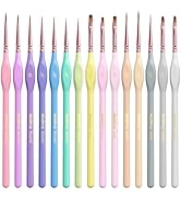 Nicpro 15PCS Micro Fine Detail Paint Brush Set, Aesthetic Pastel Small Miniature Fine Tip Detail ...