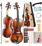 Kmise Violin 4/4 Full Set, High Density Ebony Violins, Glossy Acoustic Fiddle for Adults, Beginne...
