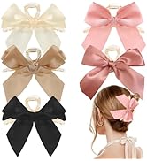 5 PCS Bow Claw Clip Silky Satin Bow Hair Clips Big Claw Clips with Bow Black Hair Bow Clips Big B...