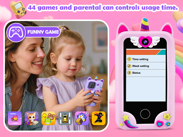 Kids Mobile Phone Toy with Dual Cameras, 2.8 Inch Touchscreen, Music Player, Games with 32 GB Card