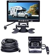 Camecho Vehicle Backup Camera 7" Monitor,18 IR Night Vision Rear View Camera Without Guide Line I...