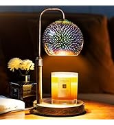 Glocusent Candle Warmer Lamp with Timer, 3D Glass Globe, Antique Base, Dimmable Height Adjustable...