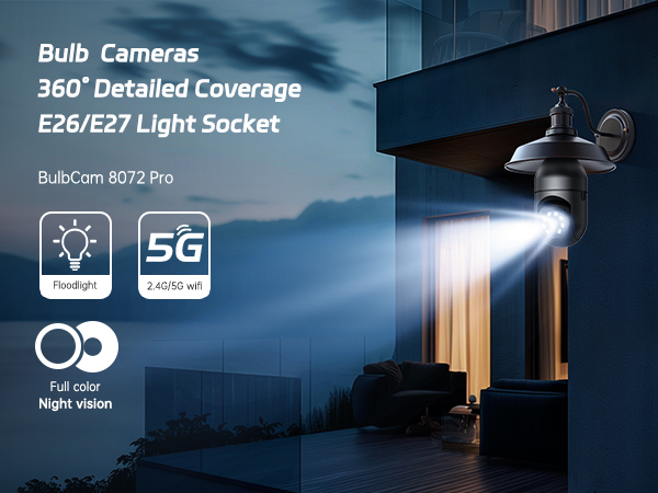 Light Bulb Security Camera Black