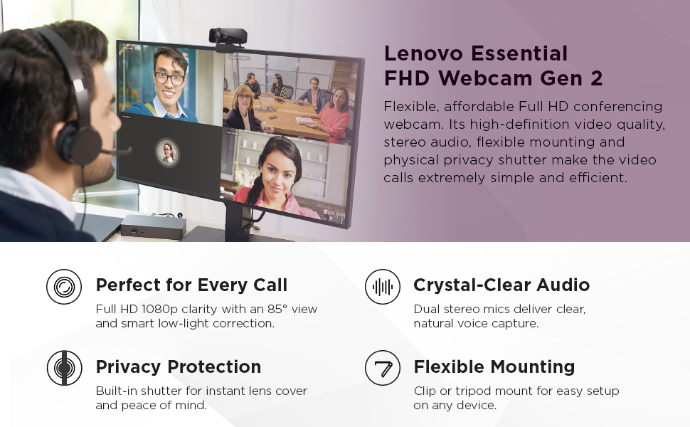 Lenovo Essential FHD Webcam Gen 2