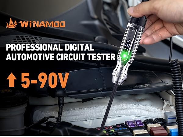 Automotive Test Light, 5-90V Digital LED Electrical Tester, Circuit Tester, Voltage Tester Pen