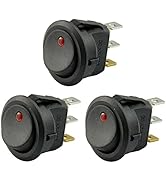 AutoEC New 3pc Car Truck Rocker Toggle LED Switch Red Light On-Off Control 12V
