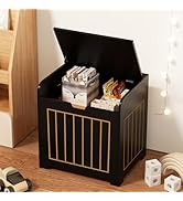 Aenuert Black Kid Storage Chests, Small Cube Toy Organizer Box,Wooden Entryway Storage Bin For Ho...