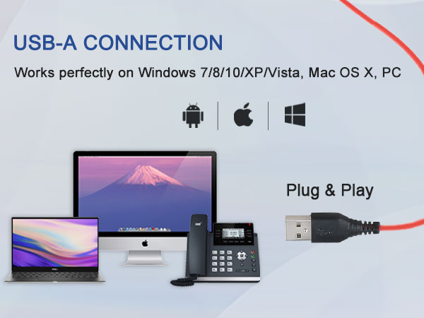 USB-A CONNECTION FOR COMPUTER/PC/MAC/LAPTOP