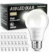 TJOY 24 Pack A19 LED Light Bulbs, 60 Watt Equivalent LED Bulb, Efficient 9W, Daylight 5000K, E26 ...