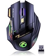 VEGCOO Wireless Gaming Mouse, Rechargeable Silent Wireless Mouse with 4800 DPI Adjustable,Double ...