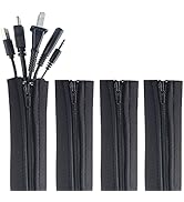 Zipper Cable Sleeve by Wrap-It Storage - 24" x 4" (4-Pack) Black - Cord Organizer and Cable Prote...