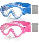 Aegend 2 Pack Kids Swim Goggles with Nose Cover for Kids 3-15, Knitted Fabric Strap, Anti-Fog 180...