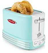 Nostalgia Retro Wide 2-Slice Toaster, Vintage Design With Crumb Tray, Cord Storage &amp; 5 Toasting L...