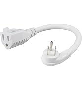 [1 Pack] Flat Wall Plug Short Power Extension Cord - 6inch Mini White Low Profile Flat Head Small...