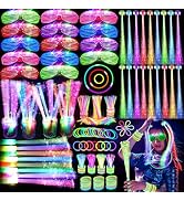 OLUPP 148 PCS Glow in the Dark Party Supplies, 16 PCS Glow Fiber Optic Wands, 14 PCS LED Glasses,...