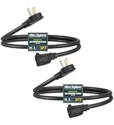 Ultra Explore 2 Pack 3 FT Flat Plug Extension Cord, 16 AWG 3 Prong Grounded Extension Cord Black ...