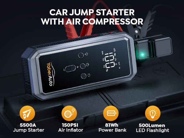 jump starter with air compressor car battery jump starter portable car jump starter battery pack
