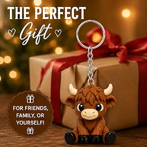Highland Cow Keychain Car