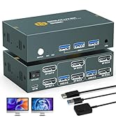 8K USB3.0 Displayport KVM Switch 2 Monitors 2 Computers,2 Port DP Monitor Switch for 2 Computers ...