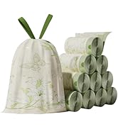 4 Gallon Trash Bags Drawstring, Portable Small Trash Bags with Printed Lily Design, Tear-Free, Le...