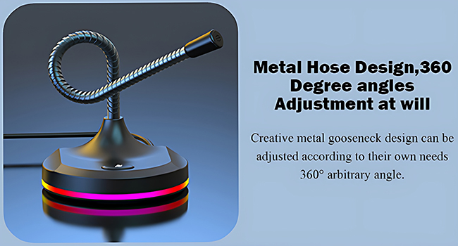 USB Computer Microphone with Mute Button and RGB Lighting,Plug&amp;amp;Play Mic for Conference
