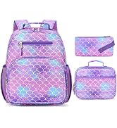 mibasies Girls Backpack with Lunch Box: 3PCS Kids Backpack Set for Kindergarten Elementary - 15 I...