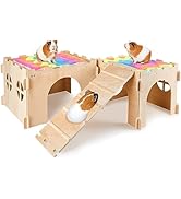 Guinea Pig Hideout, Guinea Pigs House with Stairs and Mats Extra Large Guinea Piggy Castle Detach...