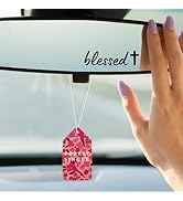 2-Pack Blessed Cross Rearview Mirror Sticker, Christian Car Stickers and Decals with 4PCS Hanging...