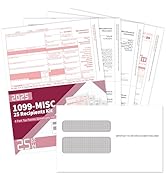 1099 Misc Forms 2025 with Envelopes, 25 2025 1099 Misc Tax Forms, 4 Part, with 25 Self Seal Envel...