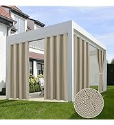 HolidayIdeas Outdoor Curtains for Patio Waterproof Taupe Outside Linen Curtains 84 inch Length 4 ...