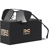 LUENX Rectangular Polarized Aviator Sunglasses for Men Retro Square Driving Shades UV400 Protection
