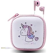 DTMNEP Kids Earbuds for Back to School with Cute Earphones Storage Case, Unicorn Earbuds for Kids...