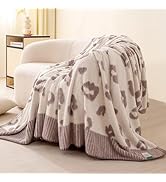 TrellisJoy Soft Leopard Print Throw Blanket, Lightweight Plush Fuzzy Cozy Fleece Blanket for Bed ...