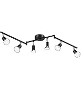 Ascher 6-Light LED Track Lighting Kit, Flexibly Rotatable Light Heads, 6 Way Ceiling Spotlight Bl...