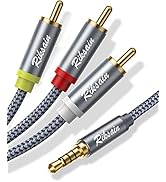 RIKSOIN 3.5mm to 3 RCA Audio Video Cable, 6.6FT/2M 3.5mm to 3-Male RCA Adapter Stereo AUX Cord AV...