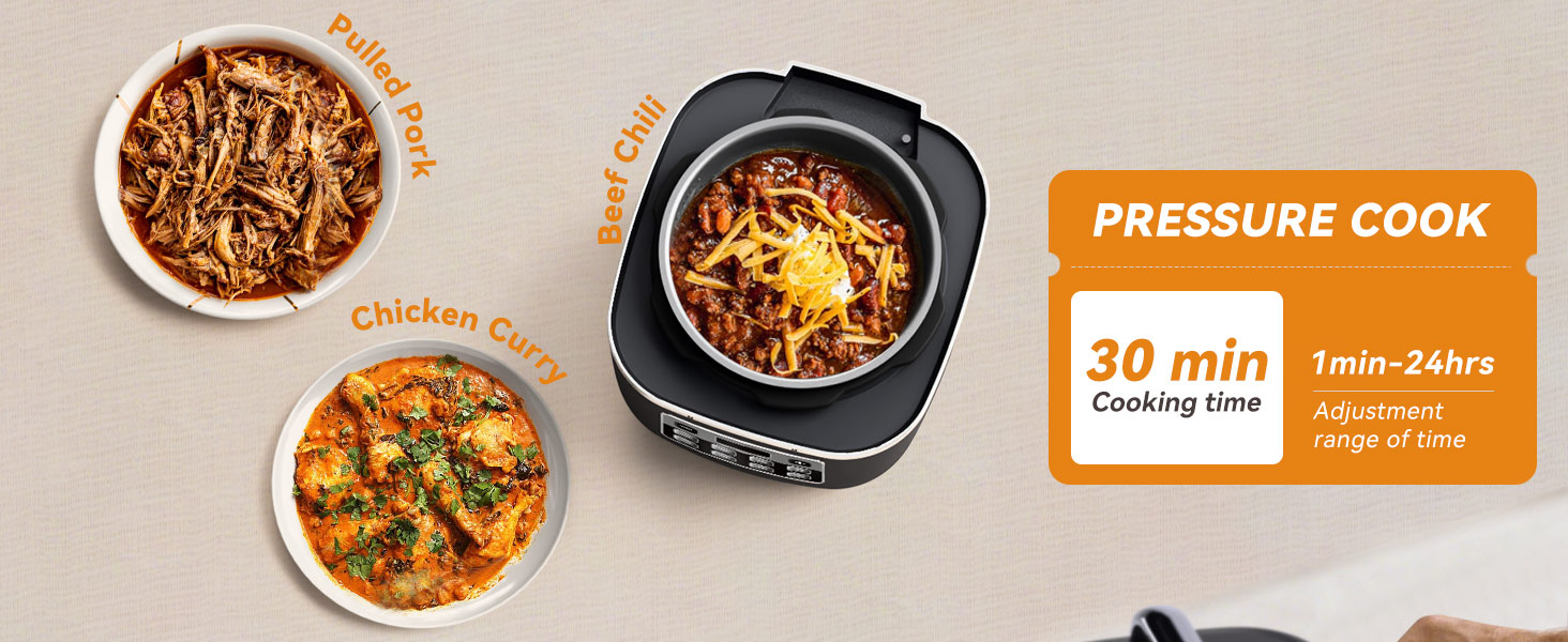 pressure cook meals in minutes.