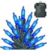 WATERGLIDE 50 LED Outdoor Christmas Lights, 16 FT Battery Operated Mini String Lights with 8 Mode...