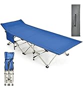 GYMAX Camping Cot, 882 LBS Folding Camping Cot for Adult with Carry Bag &amp; Side Pocket, Heavy Duty...