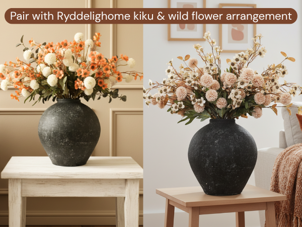 stone vase stoneware for faux mums clay vase rustic farmhouse organic modern