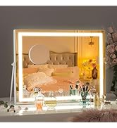 Hasipu Vanity Mirror with Lights, 14" x 11" LED Makeup Mirror, 3 Modes Light, Smart Touch Control...