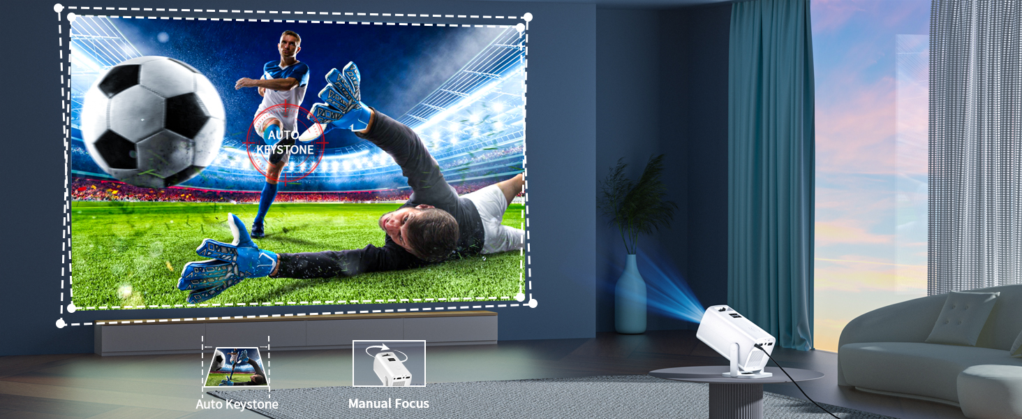 Mini projector compatible with TV Stick, laptop, smartphone, and gaming consoles