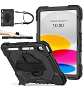 Nitupai iPad 10th Generation Case 2022 iPad 10.9 Case with Pencil Holder | 360° Rotatable Stand |...