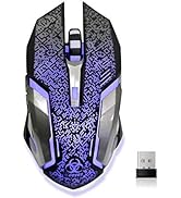 VEGCOO Wireless Gaming Mouse, C8 Wireless Rechargeable Mouse with Colorful LED Lights and 2400/16...